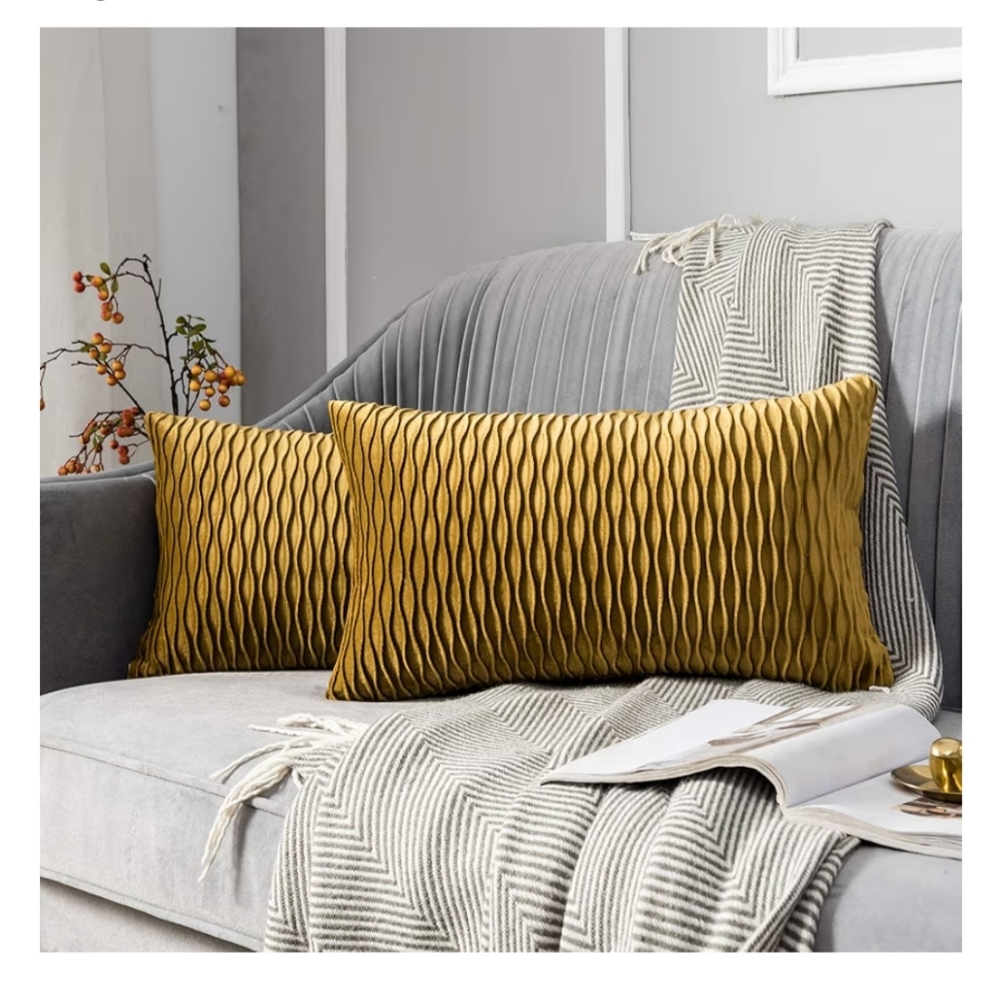 JUSPURBET Decorative Gold Velvet Pillow Covers